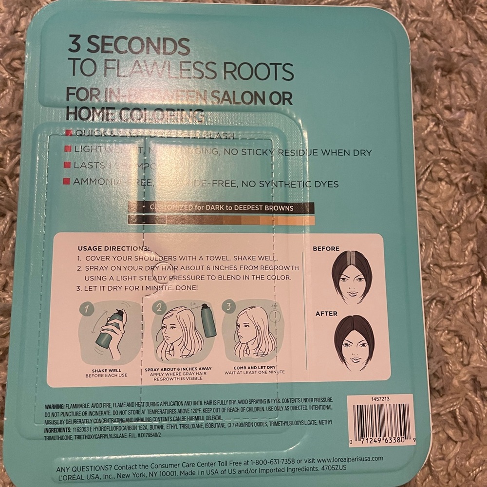 L'Oréal Magic Root Cover Up Temporary Root Concealer Spray - Dark Brown - Picture 2 of 6